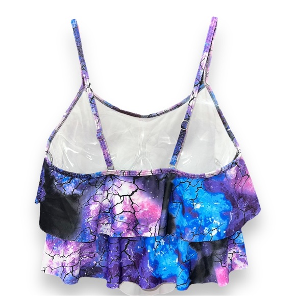 NEW Women’s Galaxy Flounce Tankini Bikini Top Swimwear Swimsuit Size Medium - Picture 5 of 9